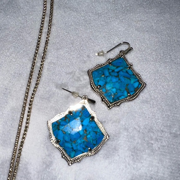 Kendra Scott bronze Veined Turquoise set - Picture 4 of 8